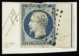 Obl N°10b 25c Bleu, Bdf Avec Filet D'encadrement, Obl. PC 580 De Cahors (Lot), Au Filet En Haut, B/TB, R. Signé Calves - 1852 Luigi-Napoleone