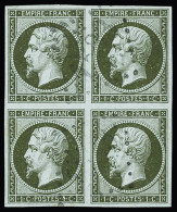 Bloc De 4,obl N°11 1c Olive, Bloc De 4, Obl. PC, TTB - 1853-1860 Napoléon III