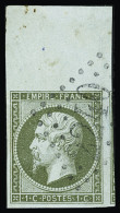 Obl N°11 1c Olive, Bord De Feuille, Obl. GC 2240 De Marseille (Bouches-du-Rhône), Petit Pelurage Sur Le Bdf, TTB - 1853-1860 Napoleon III