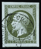 Obl N°11 1c Olive, Marges Maximum (deux Voisins), Obl. Càd T15 Solre-le-château 7 Janv 61 (57), TTB. Signé Calves - 1853-1860 Napoléon III.