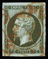 Obl N°11 1c Olive, Cachet à Date Rouge Des Imprimés, TB - 1853-1860 Napoléon III