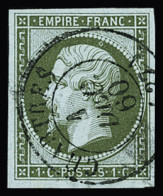 Obl N°11 1c Olive, Obl. Càd T15 Chartres 1 Dec 60, TB - 1853-1860 Napoleone III