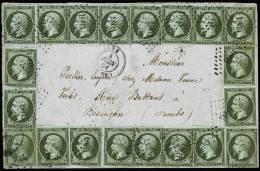 Lettre N°11 1c Olive, Vingt Exemplaires Sur Lettre De Lure, Haute-Saône 1861 Pour Besançon, Qq Filets Touchés Mais TB, R - 1853-1860 Napoléon III.