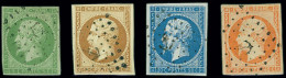 Obl N°12, 13, 14, 16 : Les 4 Timbres Avec Obl. Ancre, B/TB. Le N°12 Signé Calves - 1853-1860 Napoléon III.