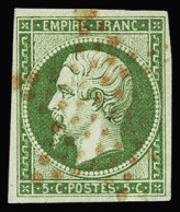 Obl OBLITERATION ETOILE ROUGE Sur N°12 5c Vert, TB - 1853-1860 Napoléon III