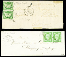 Lettre 2 Lettres Locales AFF N°12 En Paire OBL PC 1019 + T22 "La Crèche (75)" (Deux-Sèvres 1856), Signé Calves Et PC 167 - 1853-1860 Napoléon III