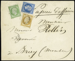 Lettre N°12 + 13 + 14 OBL Ronde De Pointillés + CAD "Paris (60)" (1859) Sur Papier D'affaires Pour Briey (Moselle). Rare - 1853-1860 Napoléon III