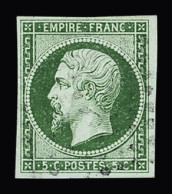 Obl N°12b 5c Vert Foncé, Obl. Losange J, TB - 1853-1860 Napoléon III