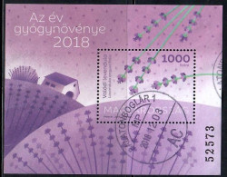 Hungary, 2018, Used, True Lavender Mi. Bl. Nr.412 - Usado