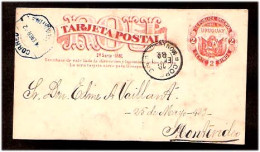 URUGUAY. 1882. Treintaytres - Montº. 2c. Stat. Card. Blue Cancel. - Uruguay