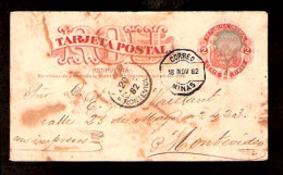 URUGUAY. 1882. Minas - Montº. 2c. Stat. Card. Spots. - Uruguay