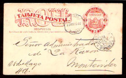 URUGUAY. 1882. Durango - Mont. 2c. Stat. Card. - Uruguay