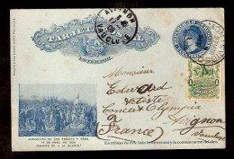 URUGUAY. 1909. Mont. - France. Stat. Card + Adtl. Ilustrated. - Uruguay