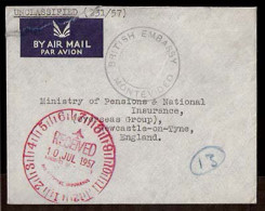 URUGUAY. 1957. Montevideo / UK. Diplomatic Bag Mail. British Embassy Cachet. - Uruguay