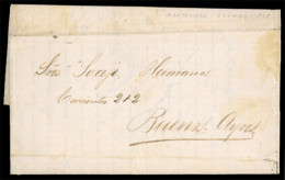 URUGUAY. 1878(Aug 22nd). Entire Letter From Montevideo To Buenos Aires With Sender’s Cachet In Blue On Reverse Alongside - Uruguay