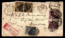URUGUAY. 1886. Montevideo To Montlake / England. Registered Envelope Franked 5c Blue, 10c. Brown (2) And 20c. Lilac (2)  - Uruguay