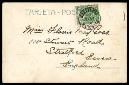 URUGUAY. 1901(April 12th). Postcard To England Franked By Single 1900 1c Yellow Green Tied On Arrival By Superb PLYMOUTH - Uruguay