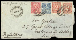 URUGUAY. 1908. Tricolor/London. Envelope (part Of Back Gone + Few Creases). Nice! - Uruguay