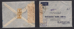 U.A.E.. 1942 (18 Oct) Dubai - India, Karachi. Reverse India Multifkd Env, Air Censored, Rolling Cds Cachet. - Sonstige & Ohne Zuordnung