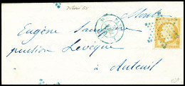 Lettre N°13 10c Bistre OBL étoile Muette Bleue + CAD Bleu "3e Paris 1 (60)" (1855) Sur Lettre. Signé Calves. TB - 1853-1860 Napoléon III