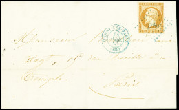 Lettre N°13 OBL PC Bleu 2386 + T15 "Passy-les-Paris (60)" (1855) Sur Lettre. TB - 1853-1860 Napoléon III