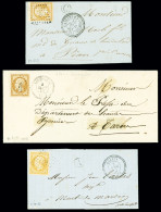 Lettre 5 Lettres AFF N°13 : OC 642 + T22 "Castets En Dourthe (32)" (1861) + Boite Rurale C (ind 11) - PC 2938 + T22 "Sou - 1853-1860 Napoléon III.