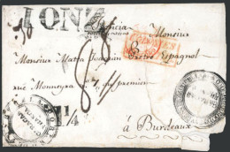 VENEZUELA. 1846(March). Cover To Bordeaux With Three Fine Handstamps '1 ONZ', '1 1/4' And Two Strikes Of 'Correos De Ven - Venezuela