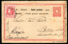 VENEZUELA. 1888(Apr 20). German 'antwort' Reply Half Of 10pf Carmine Stationery Card Used Back To Berlin From Caracas. F - Venezuela