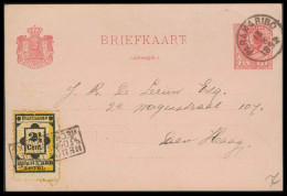 SURINAME. 1892. Paramaribo - Netherlands. 2 1/2c Stat Card + Adtl. 2 1/2c Stamp, Cancelled By Transit Box WWI Mail Box. - Suriname