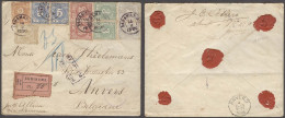 SURINAME. 1898 (14 Feb). Paramaribo - Belgium (4 March). Reg Multifkd Env With Contains 10 Stamps Diff Early Incl Four P - Suriname