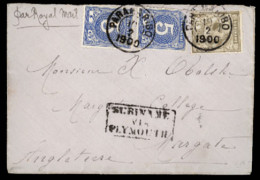 SURINAME. 1900. Paranaribo To Margate/England. Envelope Franked 5c Blue X2 (Sc. 21) And Queen W. 15c Grey (Sc. 27) Tied  - Suriname