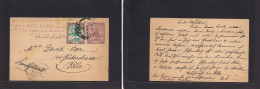 SUDAN. 1909 (5 March) Khartoum - Switzerland, Basel (19 March) 2 Ms / 3 Ms Lilac Ovptd Stationary Card + 2 Ms Adtl. Vari - Soedan (1954-...)
