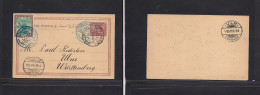 SUDAN. 1898 (10 Nov) Wadi Halfa - Germany, Ulm (11 Dec) Via Alexandrie Soudan Ovptd Bilingual Early Card + Adtl, Blue Cd - Sudan (1954-...)