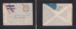 SUDAN. 1944 (22 June) Khartoum - Switzerland, Bienne. 5 Piaster Single Fkg On Cover. Depart Censor Label MM / 4230. VF. - Soudan (1954-...)