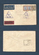 SUDAN. 1941 (7 March) Asmara - India, Deolali (12 March) Air Express Censored (2195 + 2447) OAS Multifkd Envelope. Bilin - Soudan (1954-...)