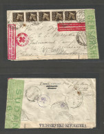 SUDAN. 1942 (21 May) POW Mail. Sudan Internee Multifkd Air Envelope. Red Cross + Air Red Cachets "Posta Aerea, POW, Via  - Soudan (1954-...)