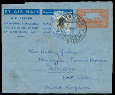 SUDAN. 1954. Khartoum - Wales / Prestatyn. Used Airletter + Adtl. Air Cds. - Soedan (1954-...)