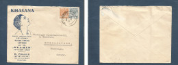 STRAITS SETTLEMENTS SINGAPORE. 1936 (14 May) Sing - Germany, Muehlhausen, Thuringen. Illustrated Khasana Multifkd Envelo - Singapore (1959-...)