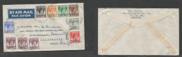 STRAITS SETTLEMENTS SINGAPORE. 1946 (10 May) BMA. Sing - Denmark, Cph Air Multifkd Env, At 70c Rate, Tied Cds. VF GPO. - Singapur (1959-...)