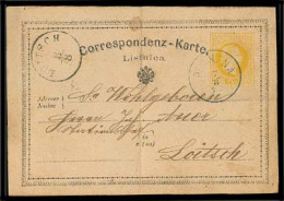 SLOVENIA. 1874. Planika - Loitsch. 1867 Bilingual Austria Stat Card, Central Crease Blue Planika (xx / RR) (70 Mp) + Arr - Slowenien