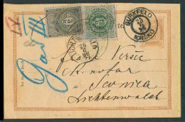 SLOVENIA. 1896 (25 June). Krsko / Gurkfeld - Svernica. Austria 2kr Stat Card / Cds + 2 Fiscal Revenue Tied Stamps. Rare  - Slovénie