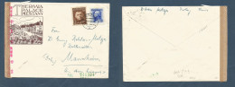 SLOVAKIA. 1943 (26 June) Plestkan - Germany, Manhein. Illustrated Multifkd Env, Nazi Censored Label. Fine. - Autres & Non Classés