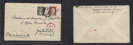 Silesia. 1943 (30 Aug) Lauban, Kersdorf - France, Lyon. Multifkd Censored Envelope. Foreign Internees / French Auslander - Silesia