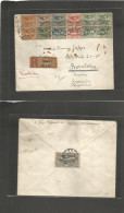 Silesia. 1921 (3 Jan) Oppeln - Spain, Barcelona. Registered Multifkd Front And Reverse Envelope + R-label (German Austri - Slesia