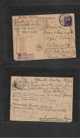 Silesia. 1943 (30 Aug) WWII. Poland. Bielitz - Romania, Bucharest. Via Wien, Austria. Hitler 6c Violet Stat Card, Europe - Slesia