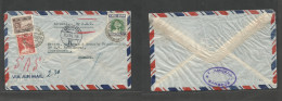 SIAM. 1950 (25 July) BKK - Denmark, Cph (31 July) Airmail SAS Multifkd Env. Interesting Early Direct Flight, No Longer O - Siam