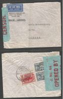 SIAM. 1943. Bkk-1 - Sweden, Seffle. Fkd Reverse Env + J - 44 Bluis Censor Label. WWII. - Siam