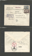 SIAM. 1941 (11 March) BKK GPO - Germany, Hamburg (26 Apr) Registered Multifkd Air Envelope Route. BKK - Japan By Sea "SS - Siam