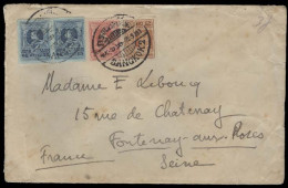 SIAM. 1923. Bangkok - 2 - France. Tricolor Fkd Env. XF. - Siam