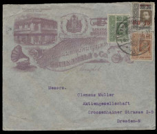 SIAM. 1920. BKK - Germany / Dresden. Lovely Color Ilustrated Multifkd Env. Despicting Thai Message + Royal Aproval Seal  - Siam